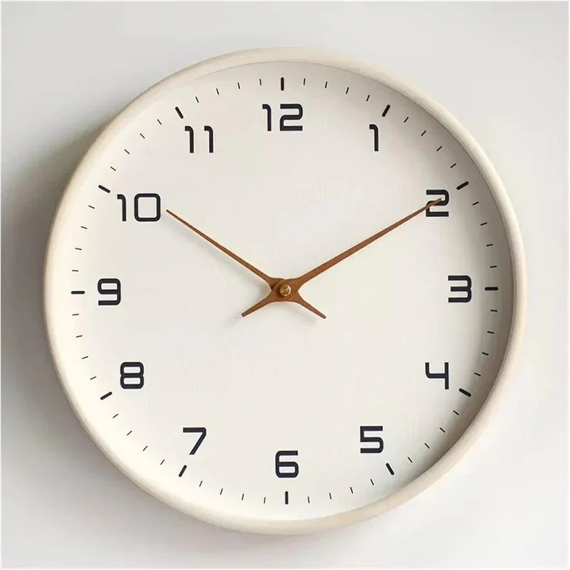 Wooden Wall Clock with Classic Round Frame, 10 Inch - Image 2