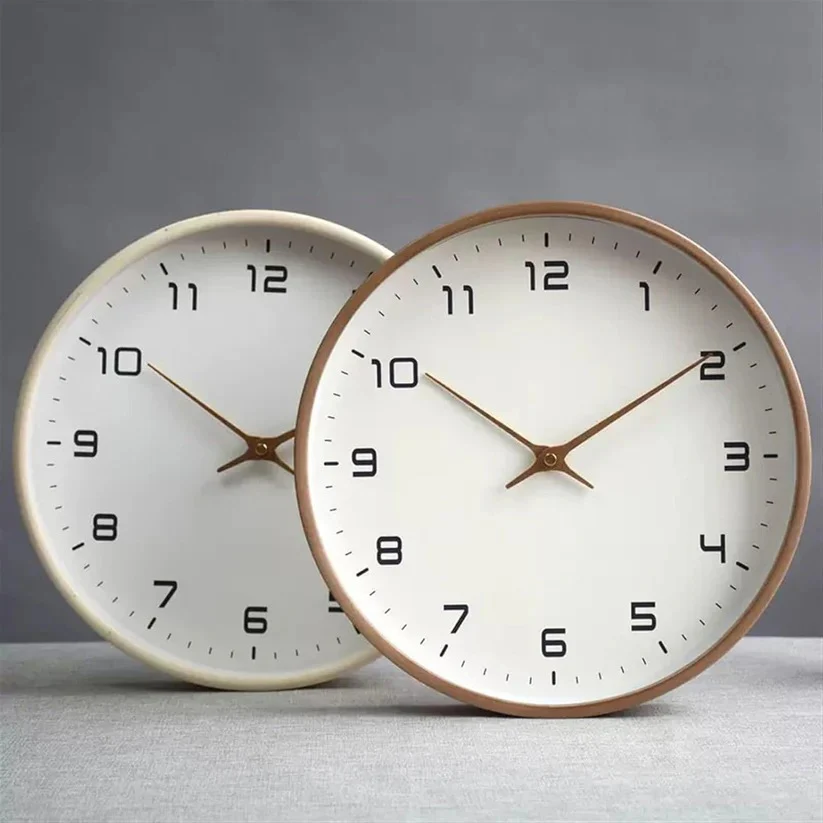Wooden Wall Clock with Classic Round Frame, 10 Inch - Image 3