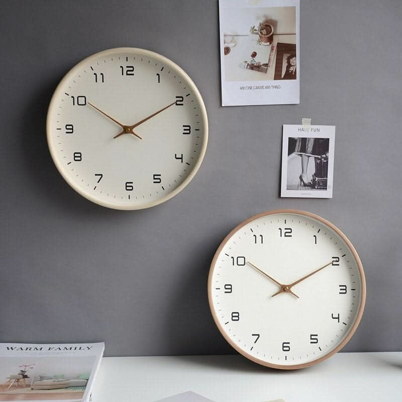 Wooden Wall Clock with Classic Round Frame, 10 Inch - Image 4