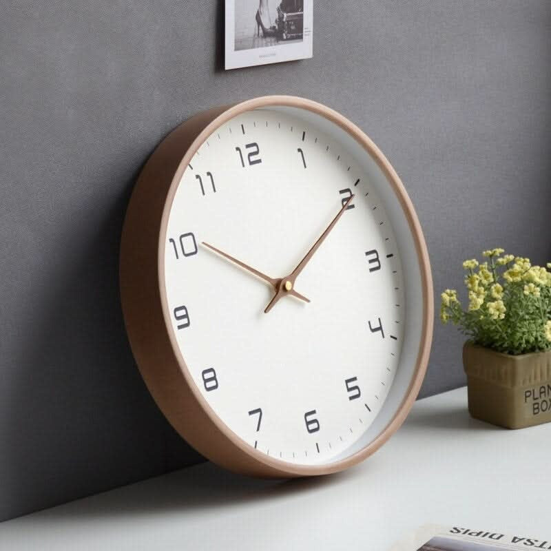 Wooden Wall Clock with Classic Round Frame, 10 Inch - Image 5