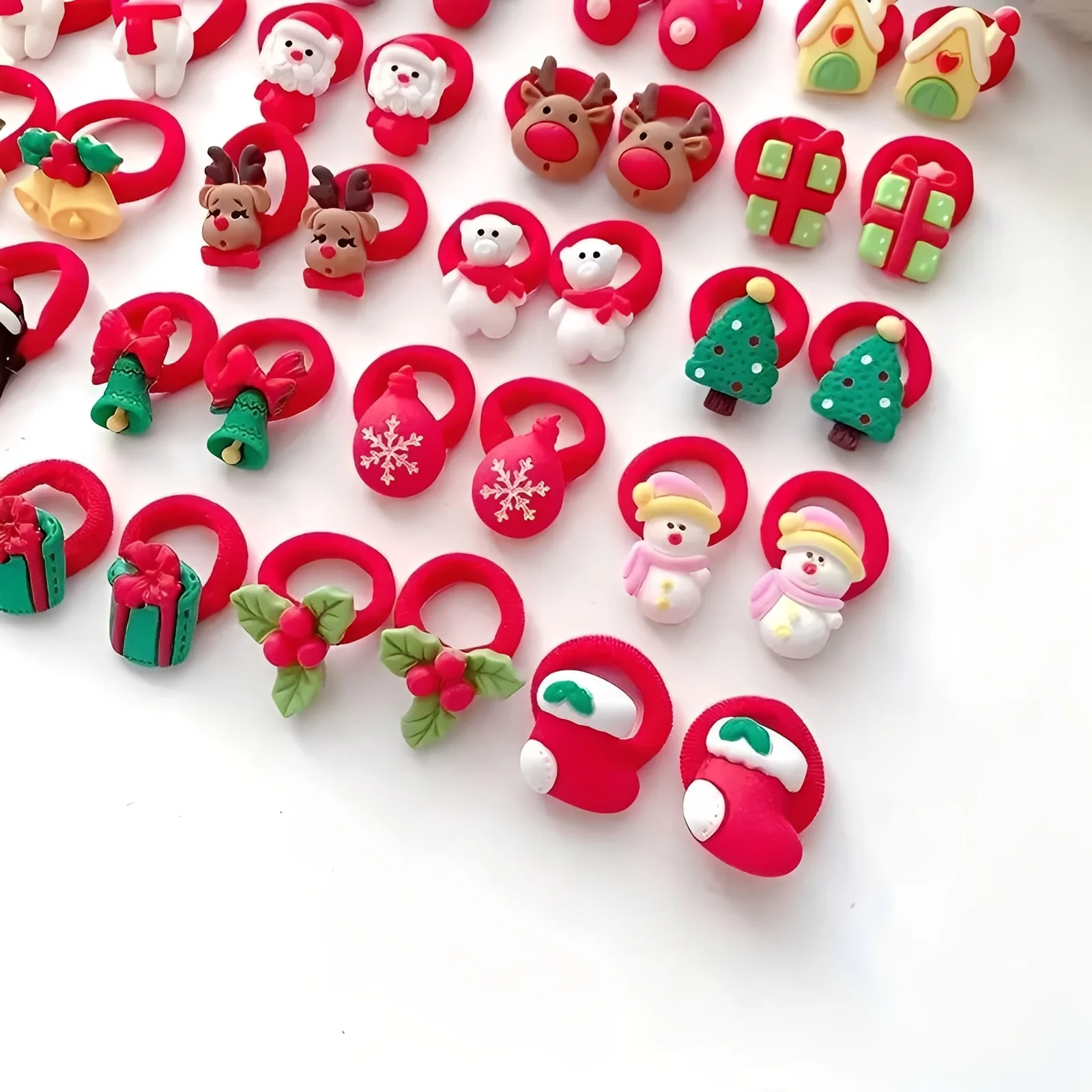 Holiday Elastic Ponytail Hair Ties Set for Kids, 10 Pieces - Image 3