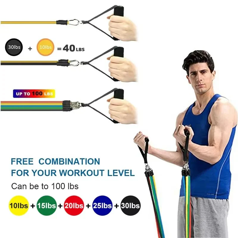11 Piece Resistance Band Set for Home Workouts and Strength Training - Image 3