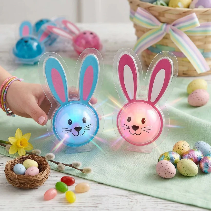 LED Flashing Bouncy Balls with Easter Bunny Design for Kids Party Favors and Egg Hunts, 12 Pack - Image 4