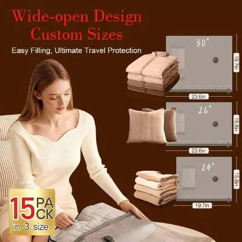 Cordless Vacuum Compression Bag Set with Hand Pump for Travel, 15 Piece - Image 5