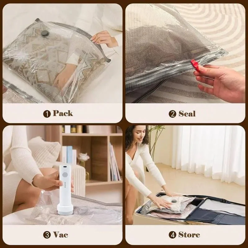 Cordless Vacuum Compression Bag Set with Hand Pump for Travel, 15 Piece - Image 6