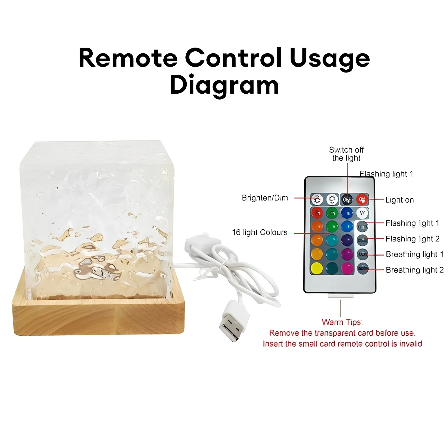 Water Ripple Projection Night Light with Remote Control, 16 Colors - Image 3