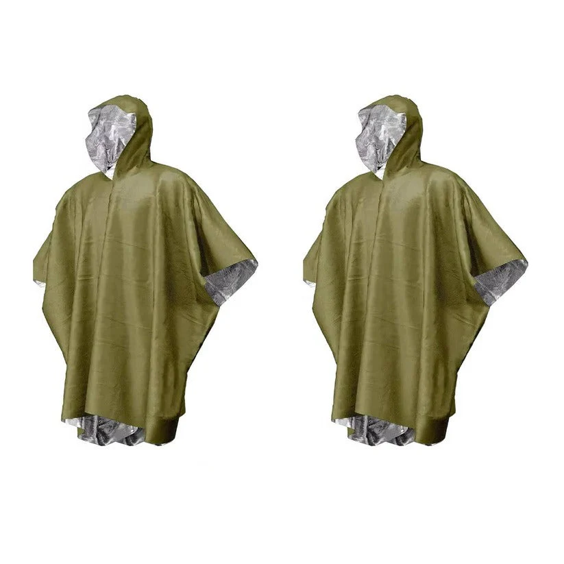 Unisex Reversible Rain Poncho Set for Hiking and Outdoor Use, Pack of 2 - Image 2