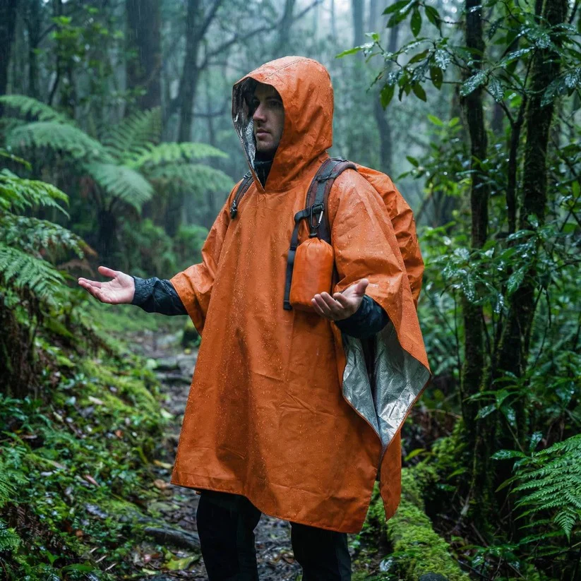 Unisex Reversible Rain Poncho Set for Hiking and Outdoor Use, Pack of 2 - Image 3