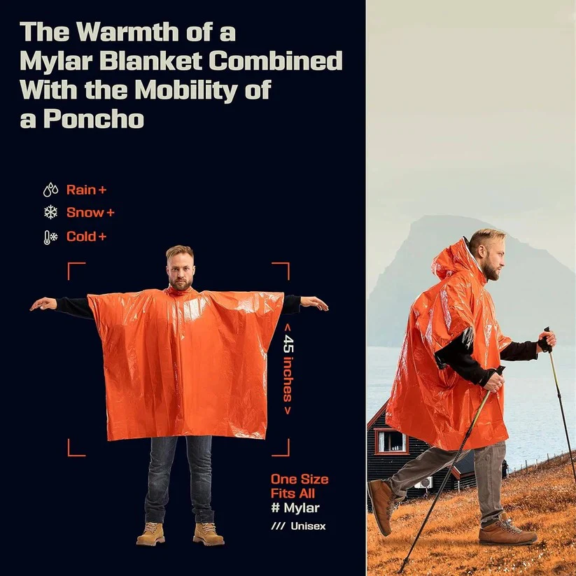 Unisex Reversible Rain Poncho Set for Hiking and Outdoor Use, Pack of 2 - Image 7