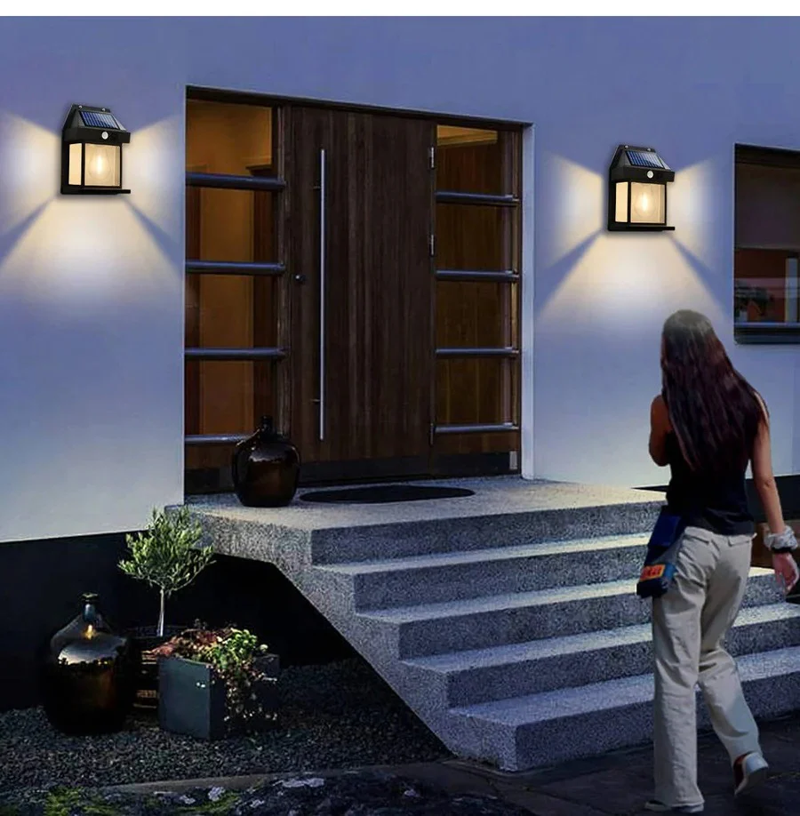 Solar Wall Lamp Outdoor, Set of 2 - Image 9