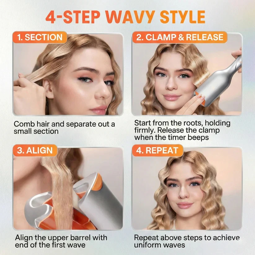 25mm Dual Barrel Hair Waver with 5 Adjustable Heat Settings - Image 5