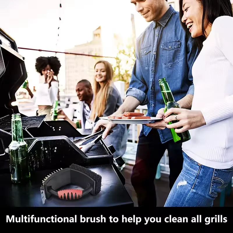 3 in 1 Grill Brush with Brass Bristles and Scraper - Image 4