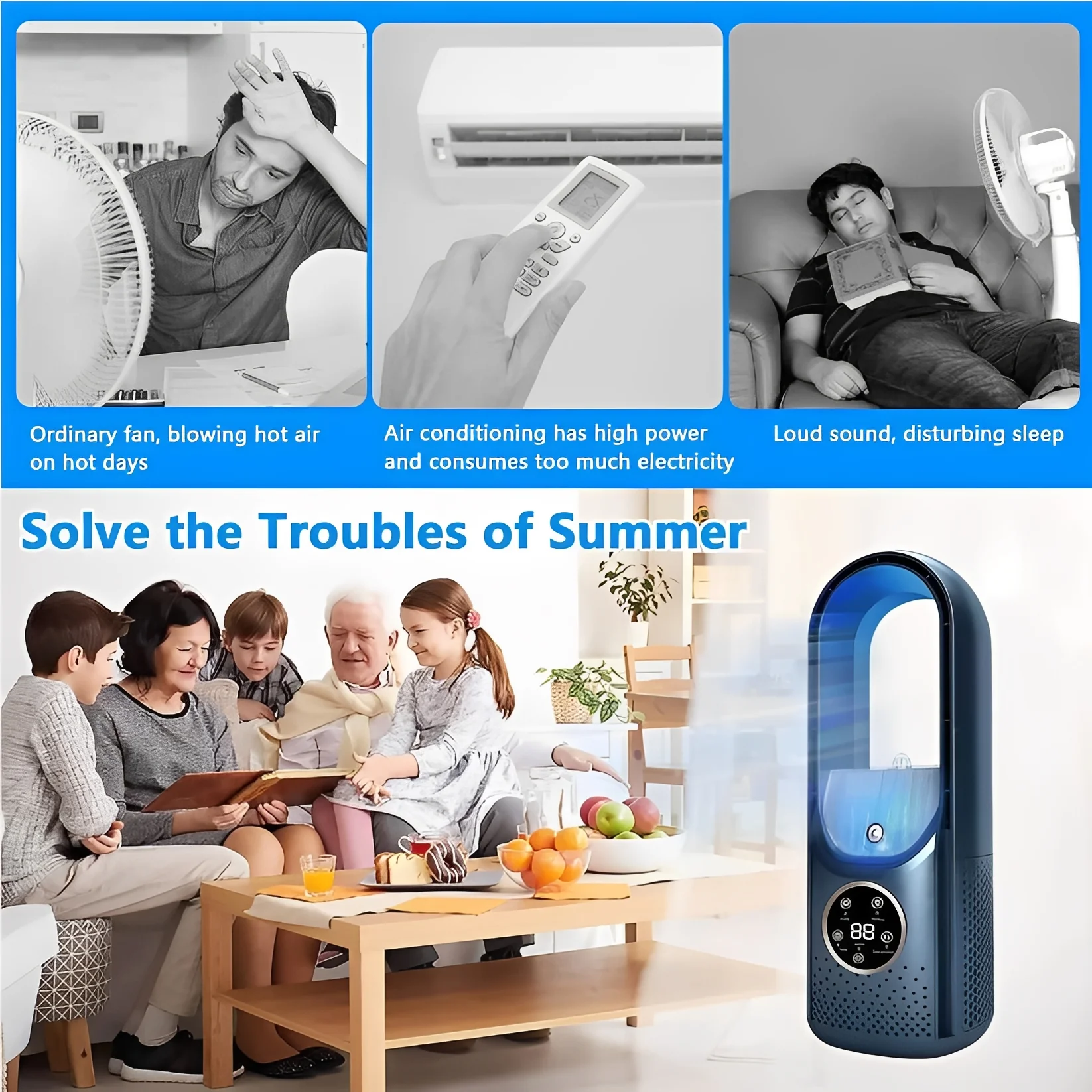 3 in 1 Portable Air Cooling Fan with Humidifier and DC Brushless Motor - Image 4