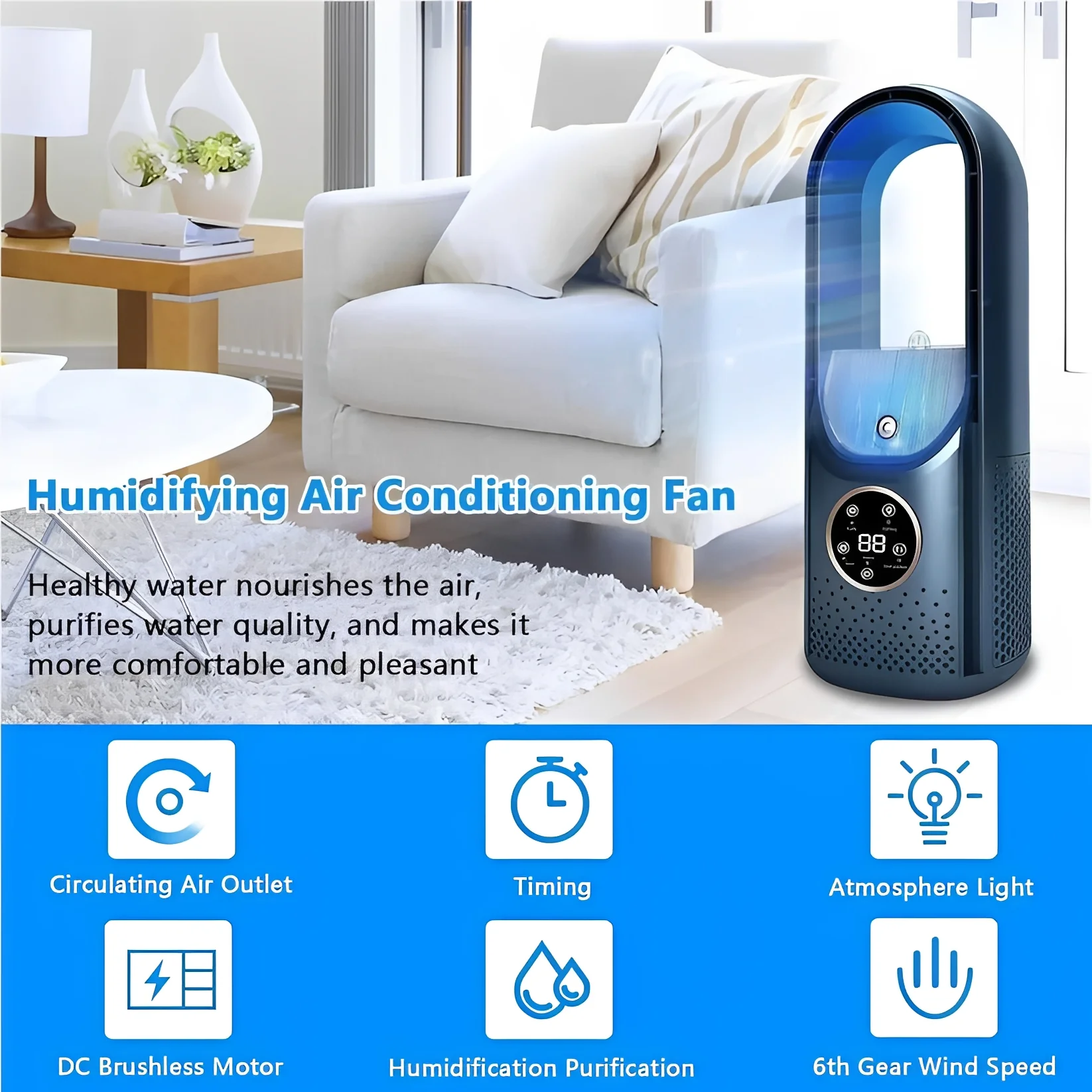 3 in 1 Portable Air Cooling Fan with Humidifier and DC Brushless Motor - Image 5