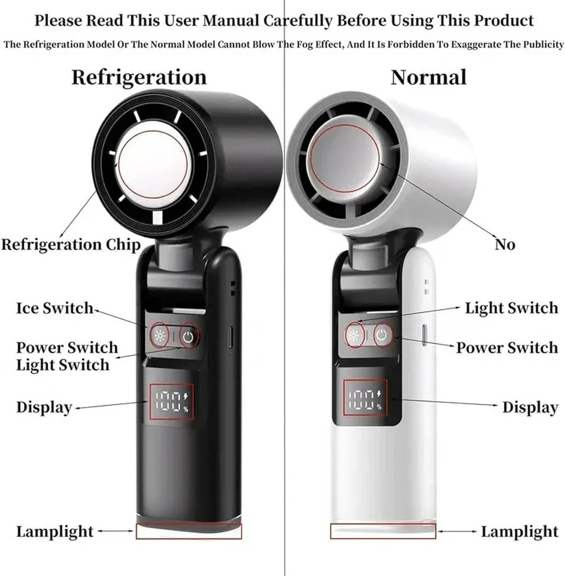 3 in 1 Rechargeable Handheld Fan with Built-In Flashlight and LED Battery Display - Image 5