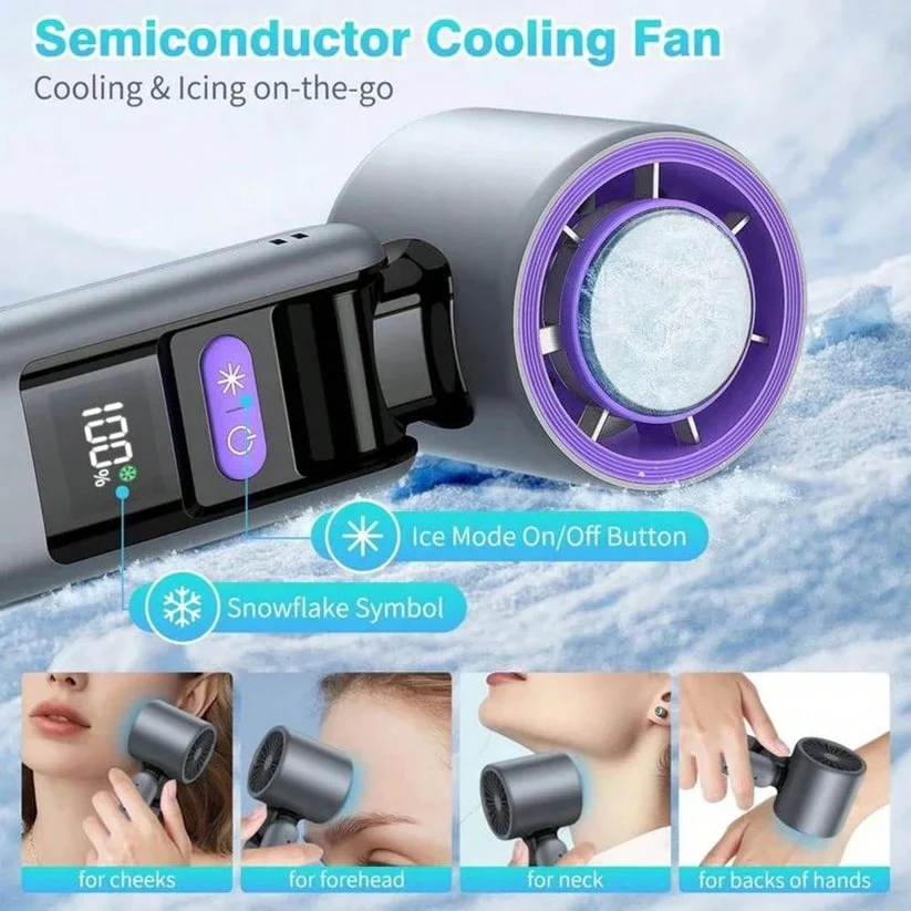 3 in 1 Rechargeable Handheld Fan with Built-In Flashlight and LED Battery Display - Image 9
