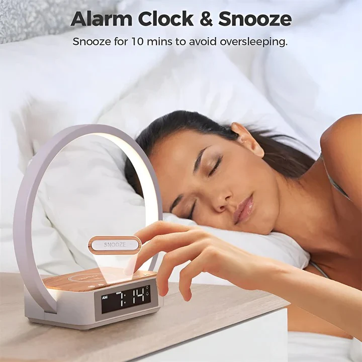 3 in 1 Bedside Table Lamp with Wireless Charging and Digital Alarm Clock - Image 5