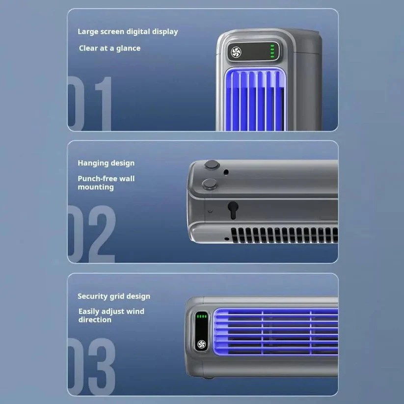 3 Speed Portable Desktop Air Cooler Fan with 2000mAh Battery and Wall Mount Option - Image 8