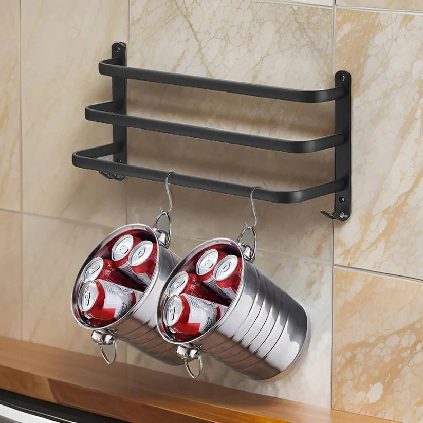 Layered Aluminum Wall Mounted Towel Rack for Bathroom Storage - Image 2