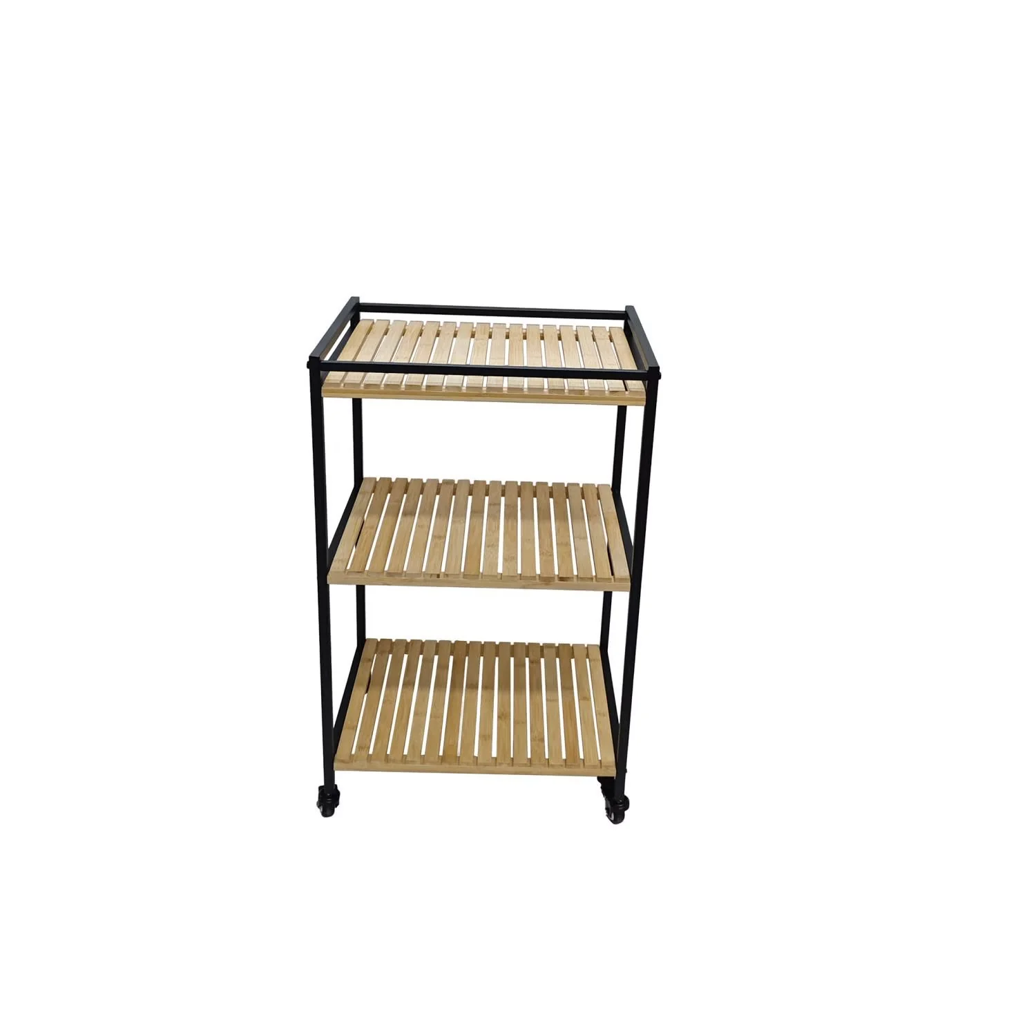3-Tier Multipurpose Bamboo Trolley, 47x33x77cm, Natural Finish - Image 3
