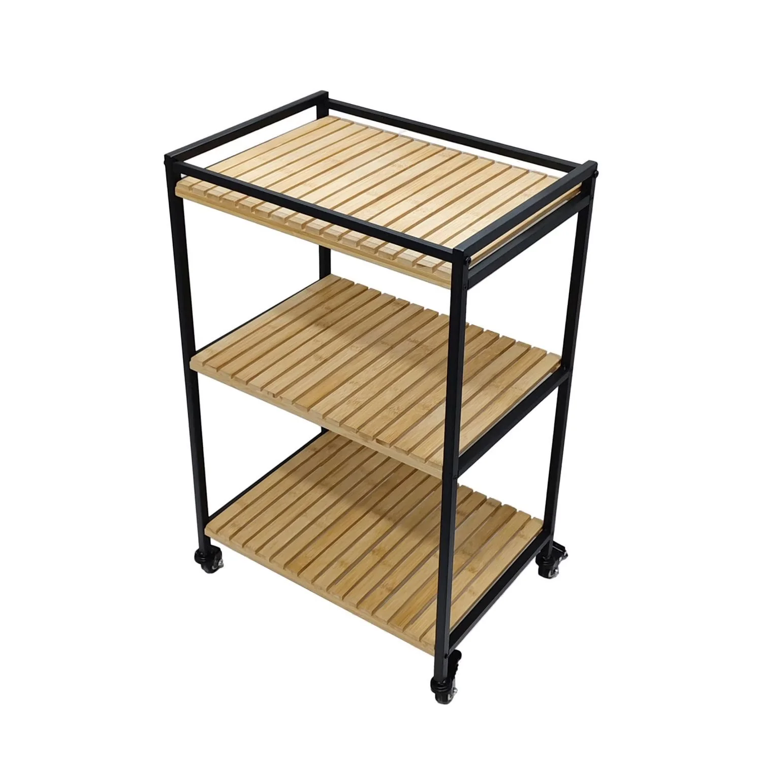 3-Tier Multipurpose Bamboo Trolley, 47x33x77cm, Natural Finish - Image 4