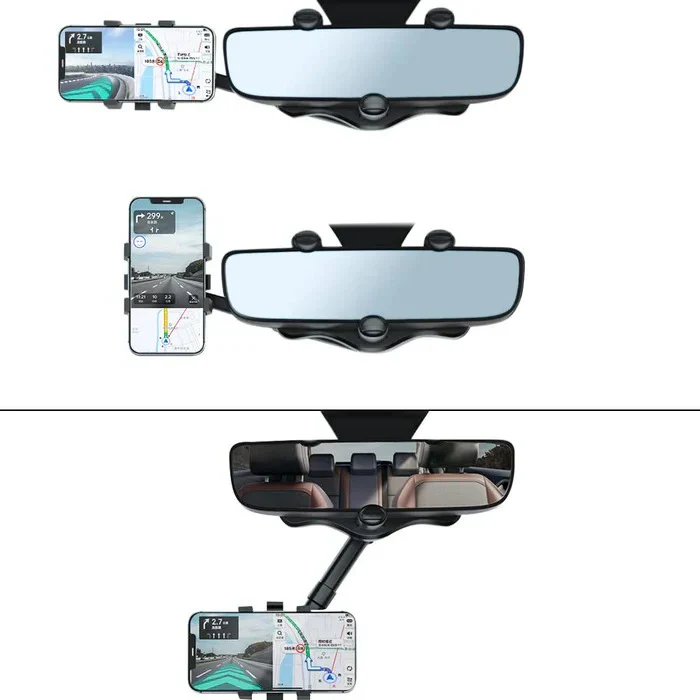 360 Degree Rotatable Car Phone Holder for Rear View Mirror - Image 3