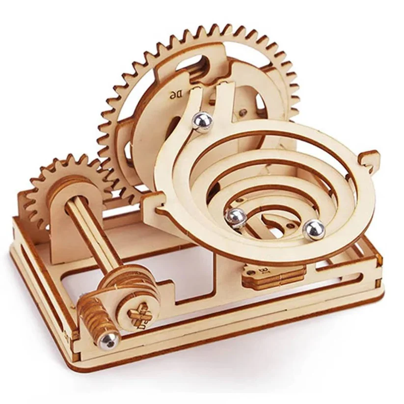 3D DIY Mechanical Marble Track Building Kit in Wood for Adults - Image 2