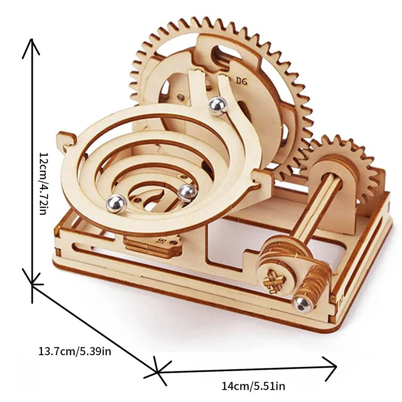 3D DIY Mechanical Marble Track Building Kit in Wood for Adults - Image 6