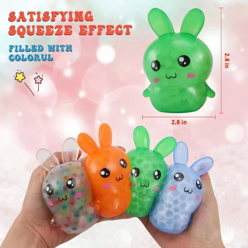 Easter Bunny Squeeze Balls 4 Pack for Desk Use and Basket Fillers - Image 3