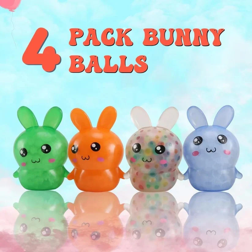 Easter Bunny Squeeze Balls 4 Pack for Desk Use and Basket Fillers - Image 4