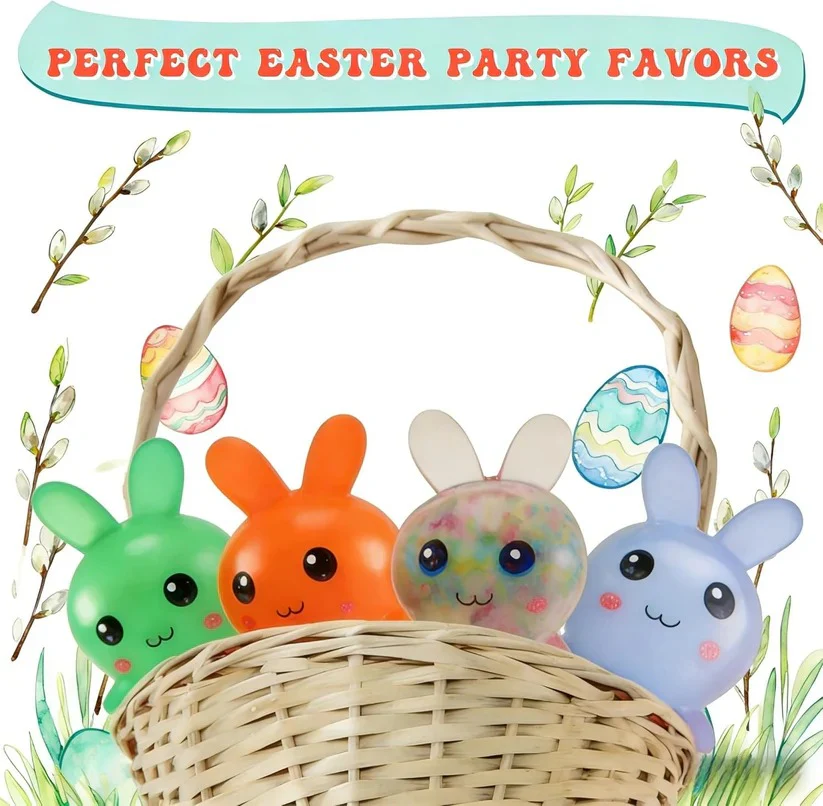 Easter Bunny Squeeze Balls 4 Pack for Desk Use and Basket Fillers - Image 5