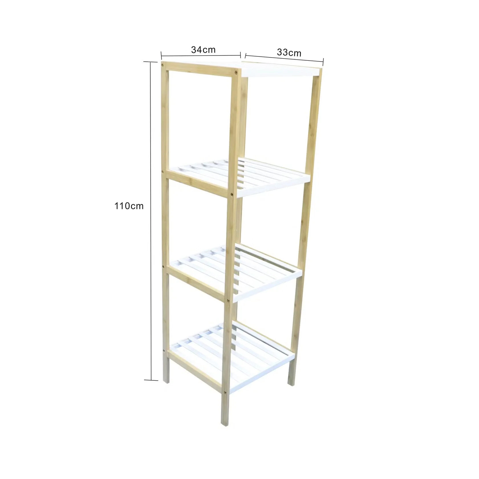 4-Tier Bamboo Bath Shelf, 34x33x110cm, White - Image 3