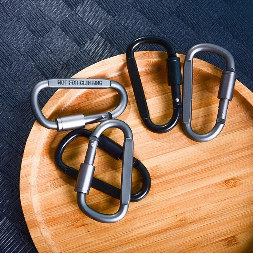 Aluminum D-Shape Carabiner Clips with Screw Lock, Set of 6 - Image 6