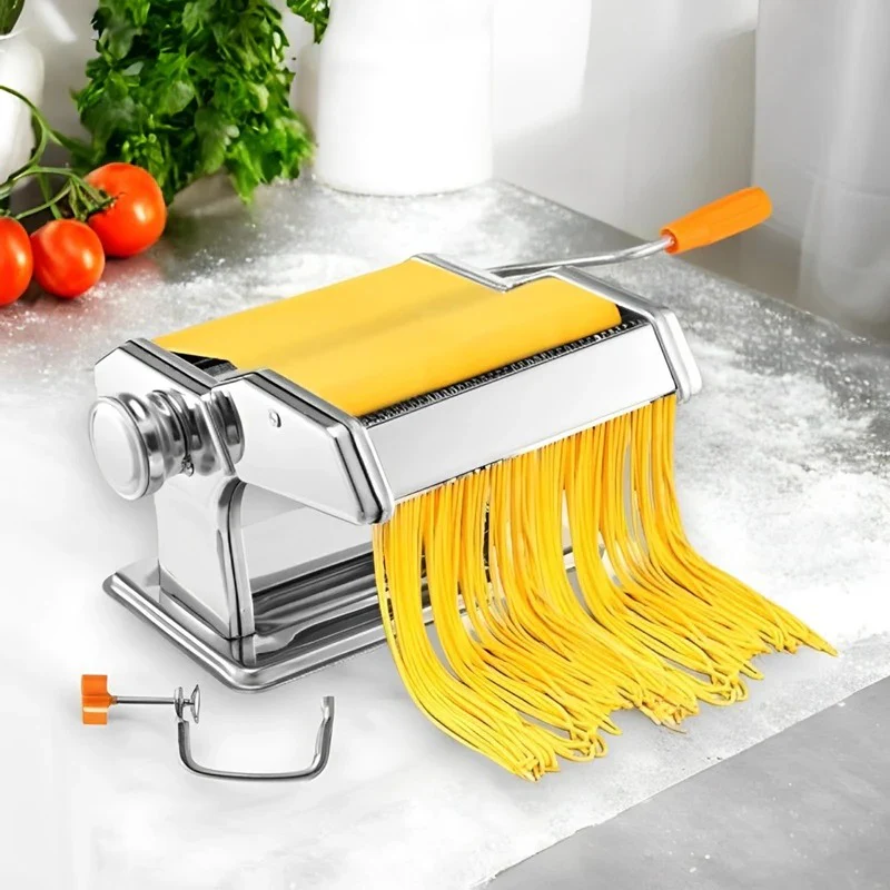 Stainless Steel Pasta Maker with Adjustable Thickness Settings