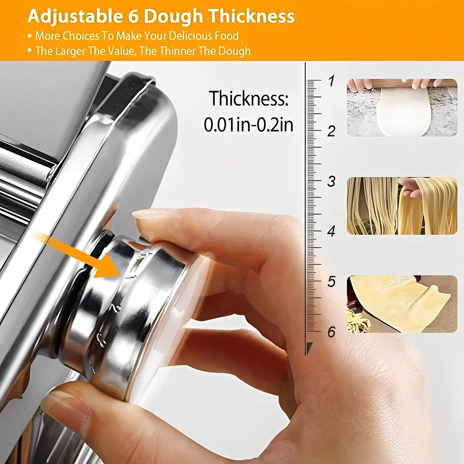 Stainless Steel Pasta Maker with Adjustable Thickness Settings - Image 3