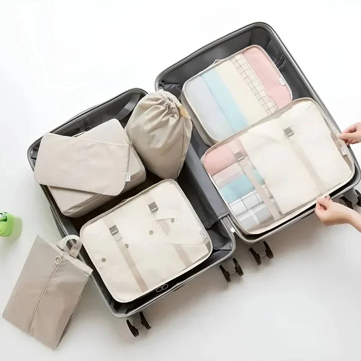 Travel Packing Cube Set, 7 Pieces with Mesh Panels and Bags - Image 3