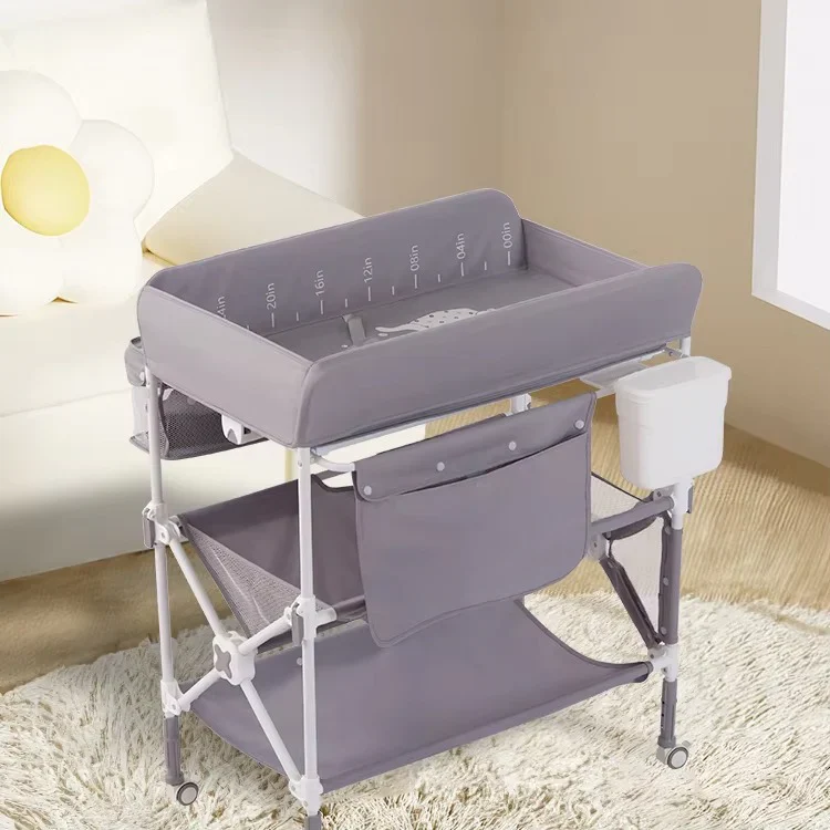 Foldable Baby Changing Table with Adjustable Height & Built-In Bath - Image 4