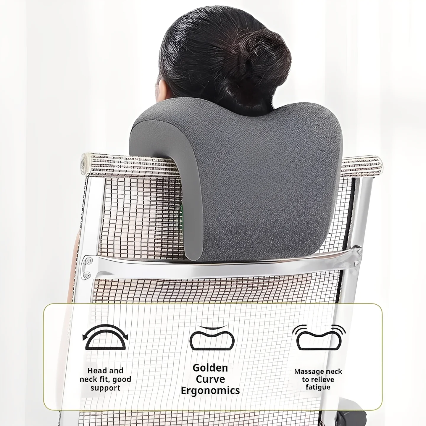 Adjustable Headrest Pillow for Office Chairs with Removable Cover - Image 5