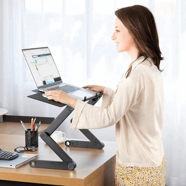 Adjustable Folding Aluminum Laptop Stand with Detachable Mouse Plate