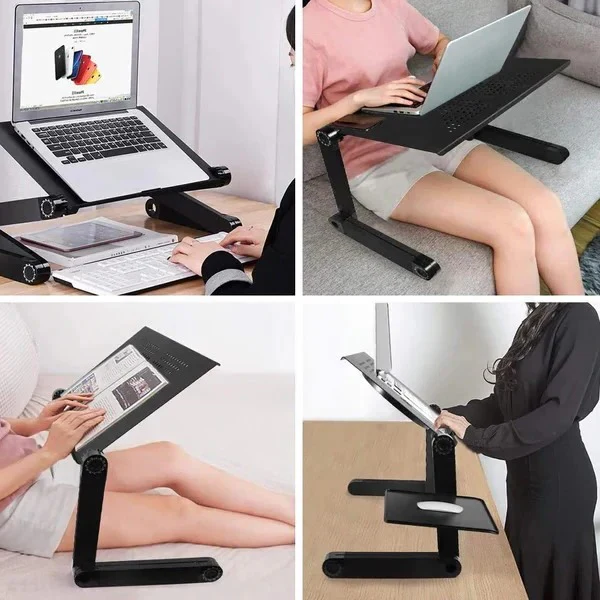 Adjustable Folding Aluminum Laptop Stand with Detachable Mouse Plate - Image 2