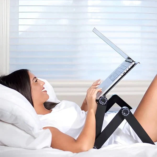 Adjustable Folding Aluminum Laptop Stand with Detachable Mouse Plate - Image 3
