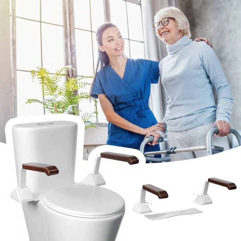 Adjustable Toilet Safety Rail with Dual Armrests for Elderly Support - Image 11
