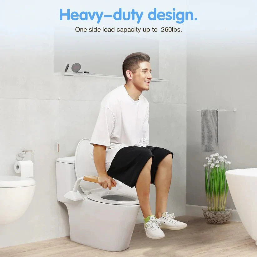 Adjustable Toilet Safety Rail with Dual Armrests for Elderly Support - Image 3
