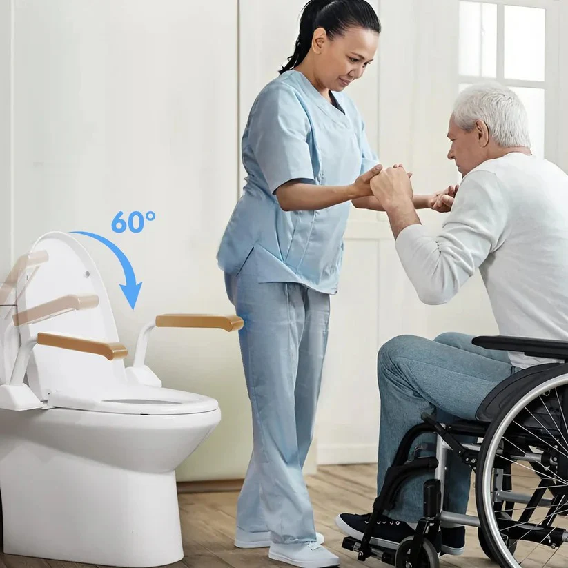 Adjustable Toilet Safety Rail with Dual Armrests for Elderly Support - Image 4