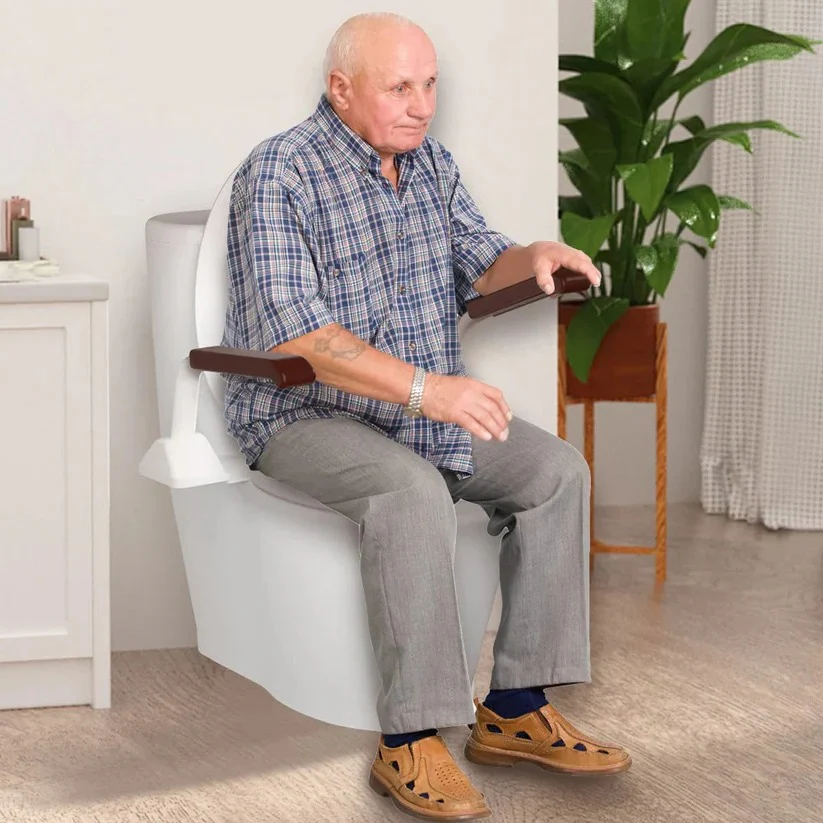 Adjustable Toilet Safety Rail with Dual Armrests for Elderly Support - Image 8