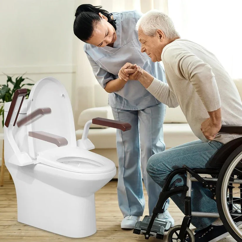 Adjustable Toilet Safety Rail with Dual Armrests for Elderly Support - Image 9