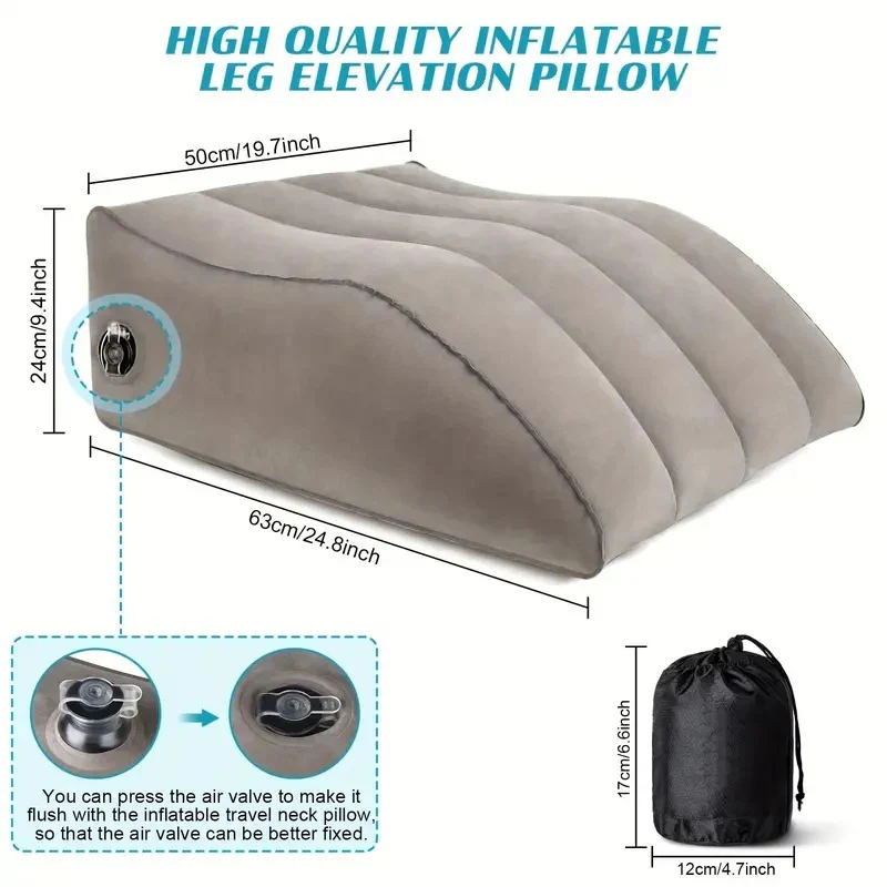 Inflatable Leg Rest Pillow with Adjustable Elevation and Storage - Image 8