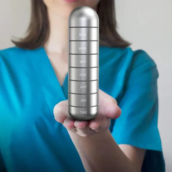 Aluminum Pill Organizer – 7 Days Travel Pill Case with Compartments - Image 10