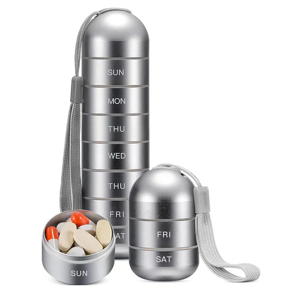 Aluminum Pill Organizer – 7 Days Travel Pill Case with Compartments - Image 2