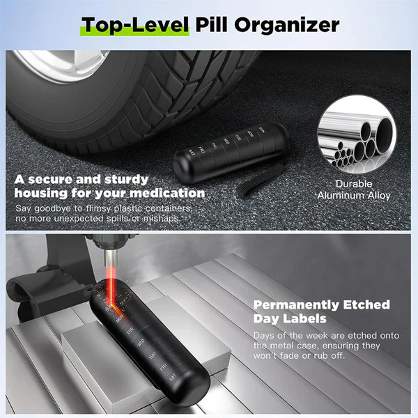 Aluminum Pill Organizer – 7 Days Travel Pill Case with Compartments - Image 8